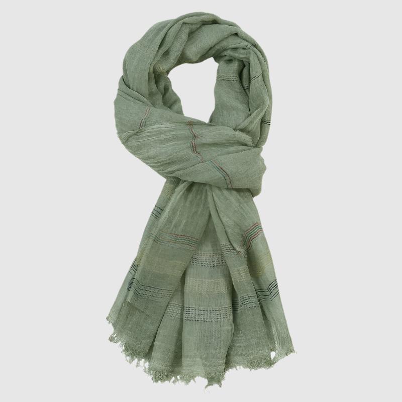 Monferrato Foulard Tissé Aéré Pour Toutes Les Saisons Avec Bords Bruts Et Rayures Subtiles