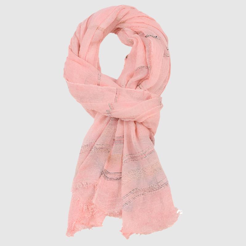 Monferrato Foulard Tissé Aéré Pour Toutes Les Saisons Avec Bords Bruts Et Rayures Subtiles