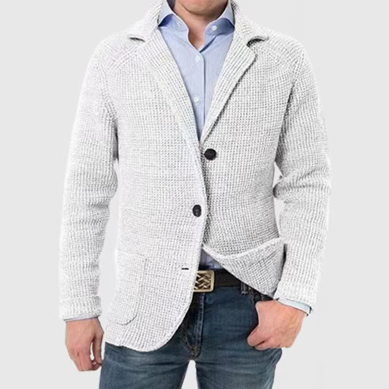 Cardigan Tricot Texturé Montreux Blazer Décontracté Chic Revers À Entaille Fermeture Bouton