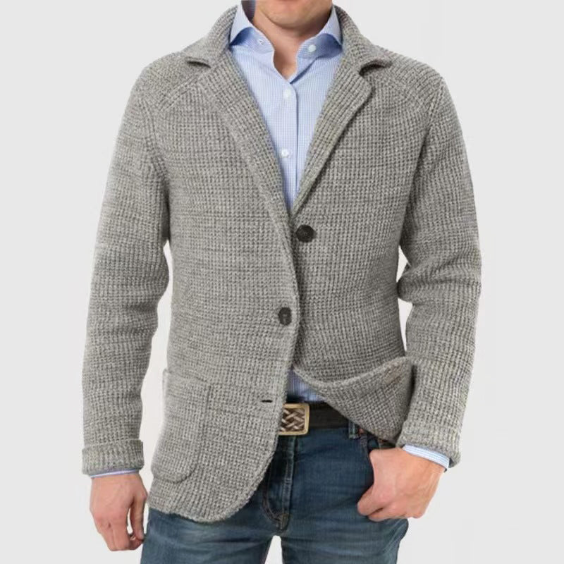 Cardigan Tricot Texturé Montreux Blazer Décontracté Chic Revers À Entaille Fermeture Bouton