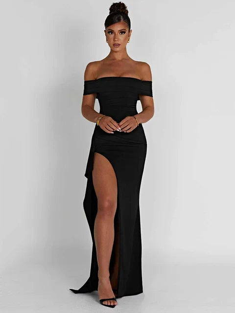 Robe De Soirée Pour Femme Épaules Nues Coupe Moulante Avec Fente Haute Élégante Pour Galas Et Mariages Amawinc