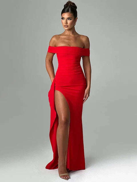 Robe De Soirée Pour Femme Épaules Nues Coupe Moulante Avec Fente Haute Élégante Pour Galas Et Mariages Amawinc