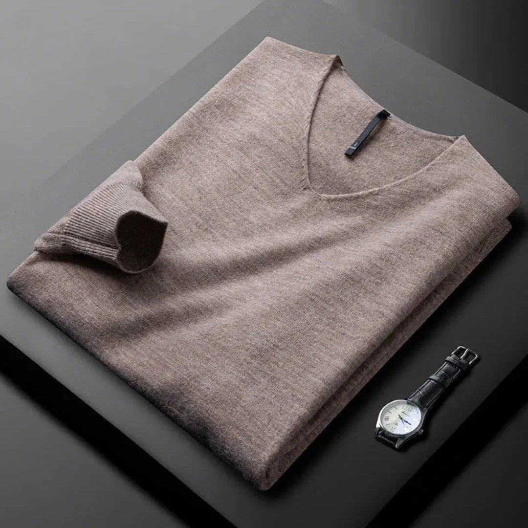 Myles Pull En Cachemire Avec Col V Bordure Contrastée Silhouette Épurée Pour Look Décontracté Ou Chic