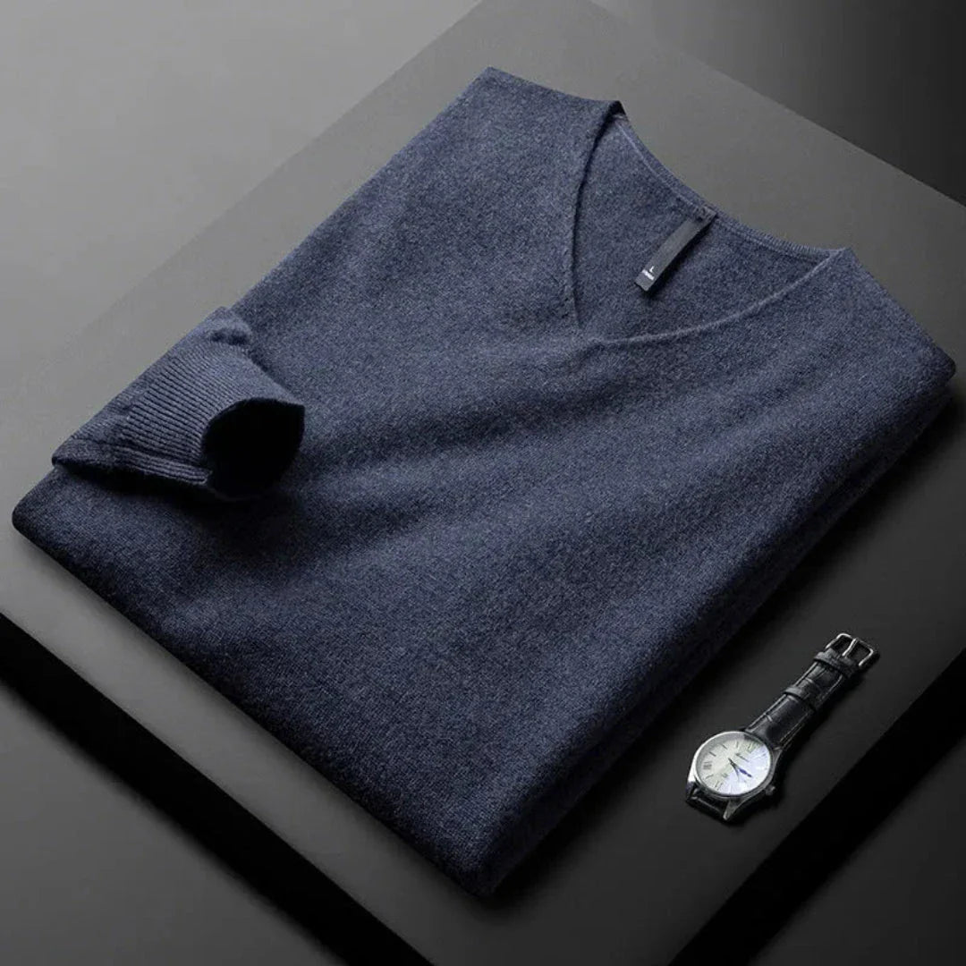 Myles Pull En Cachemire Avec Col V Bordure Contrastée Silhouette Épurée Pour Look Décontracté Ou Chic