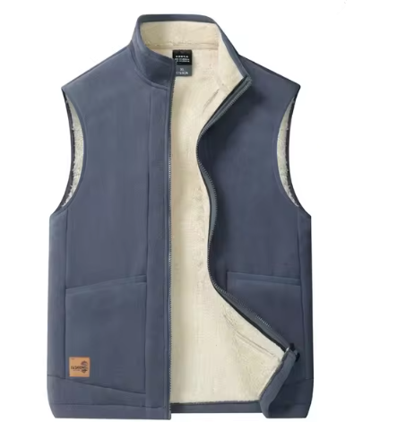 Gilet Hiver Sans Manches Pour Homme En Mélange De Laine Isolé Avec Poches Zippées