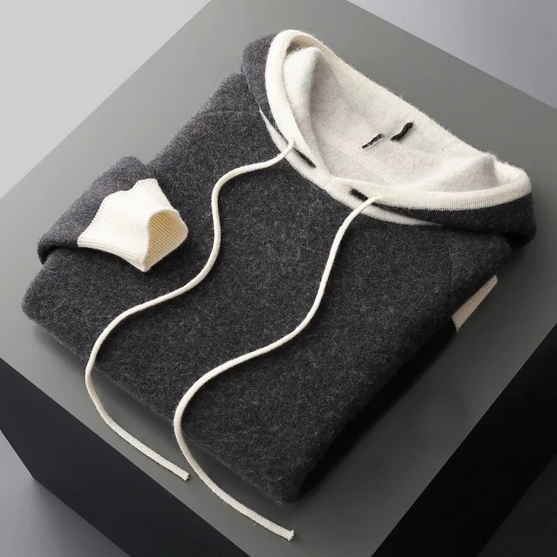Sweat À Capuche En Cachemire Ryden Lourd Avec Bordure Contrastée Et Coupe Oversize Pour Homme Et Femme