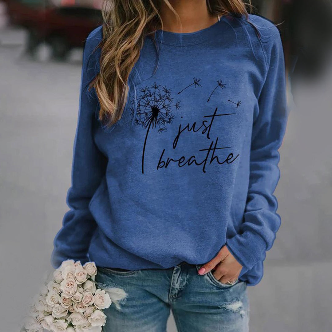 Sweat Femme Décontracté Col Rond Mélange Coton Imprimé Graphique Confort Quotidien