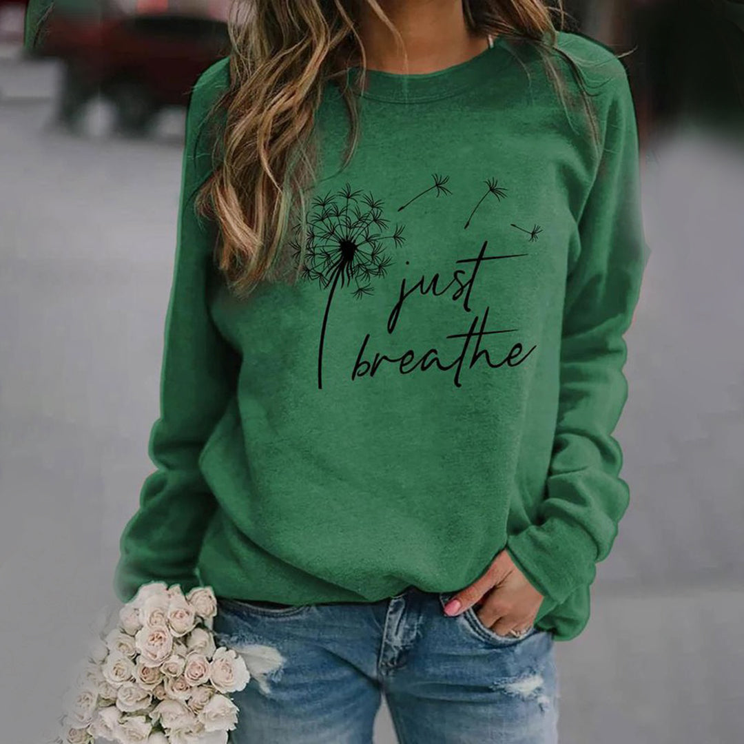 Sweat Femme Décontracté Col Rond Mélange Coton Imprimé Graphique Confort Quotidien