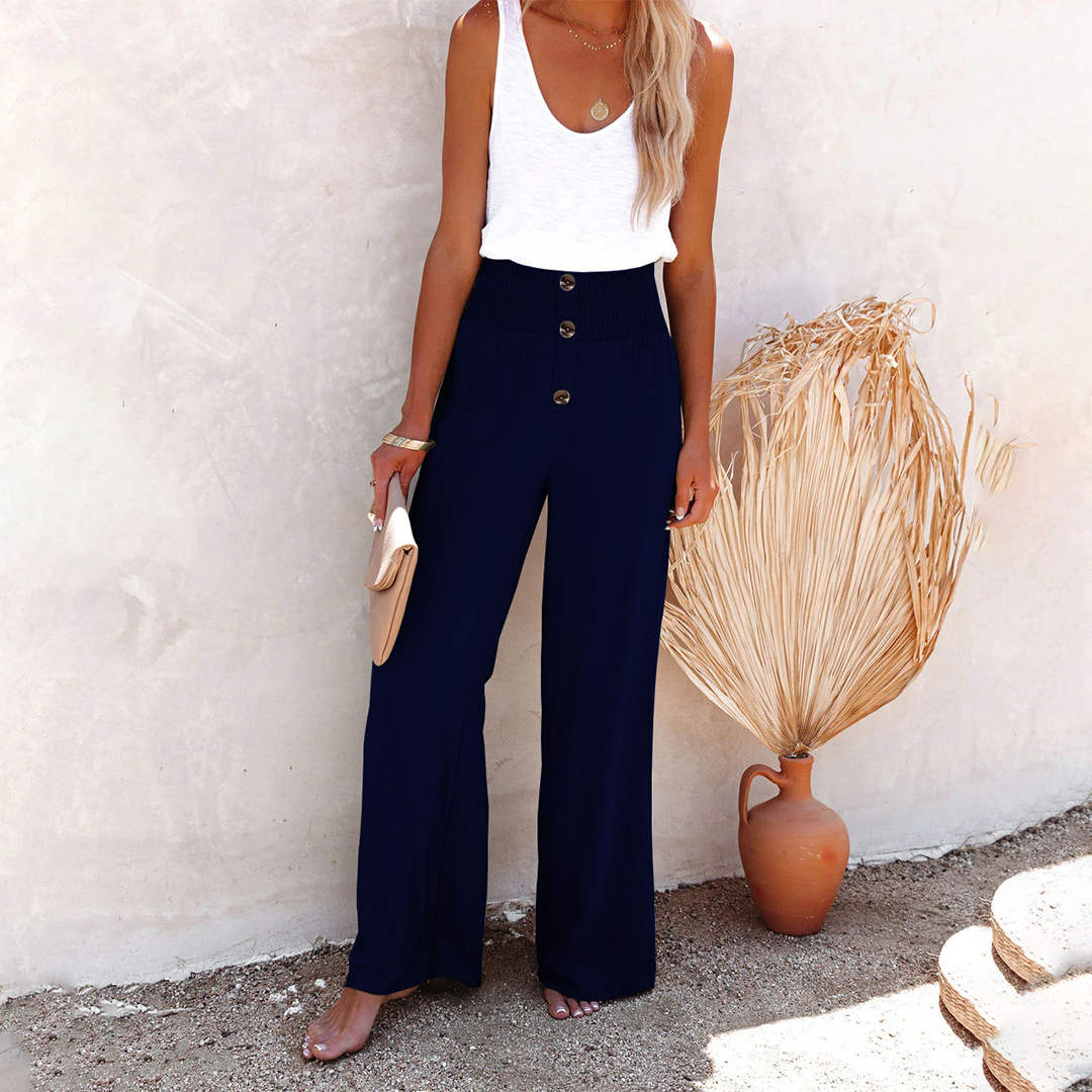 Megan Pantalon Femme Taille Haute Décontracté Coupe Ample Pour Tous Les Jours Confort Et Style Décontracté