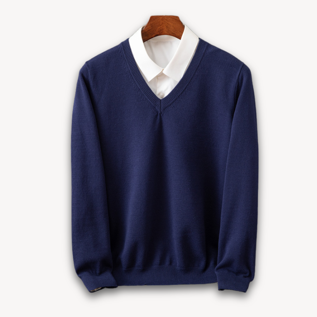 Amawinc Pull Homme Col V Slim Fit En Maille Douce Avec Bords Côtes Pour Style Polyvalent