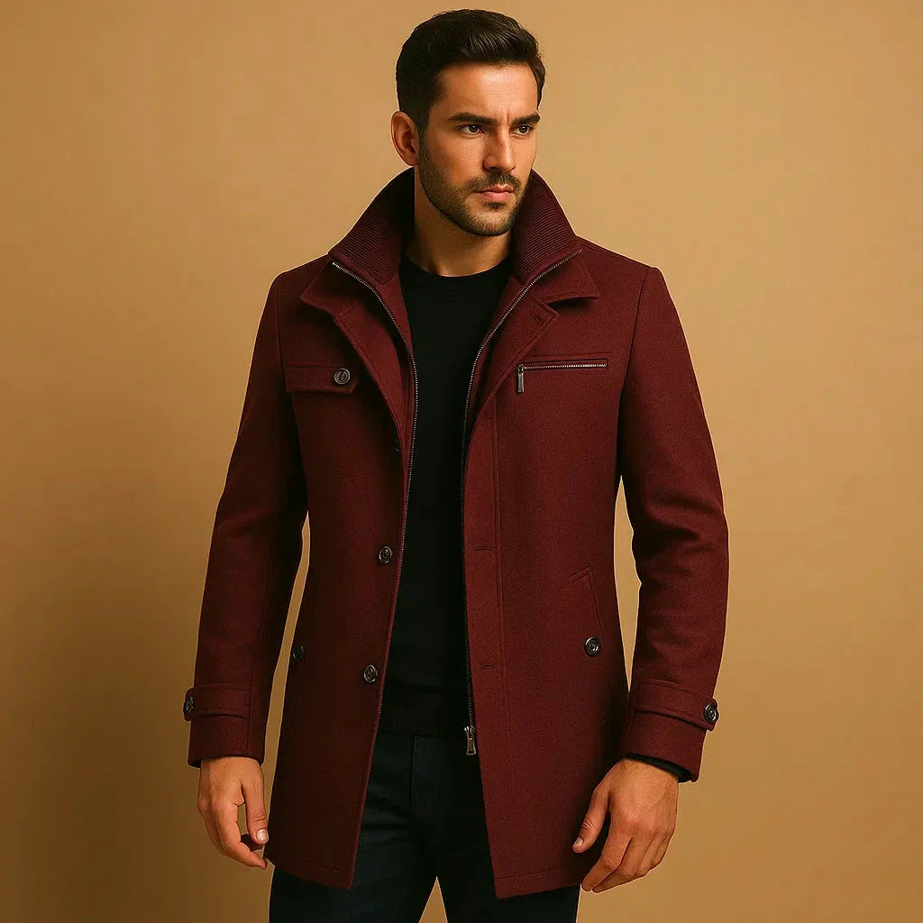 Manteau Hiver En Laine Classique Amawinc Pour Homme Coupe Ajustee Epaules Structurees