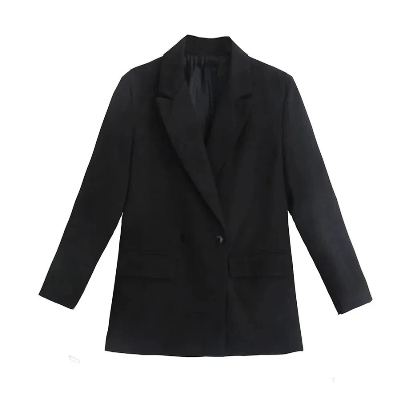 Veste Femme Double Boutonnage Coupe Ajustée Col Revers À Entaille Poches À Rabat