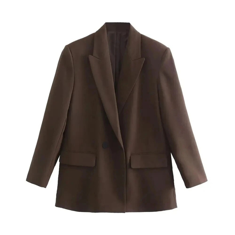 Veste Femme Double Boutonnage Coupe Ajustée Col Revers À Entaille Poches À Rabat