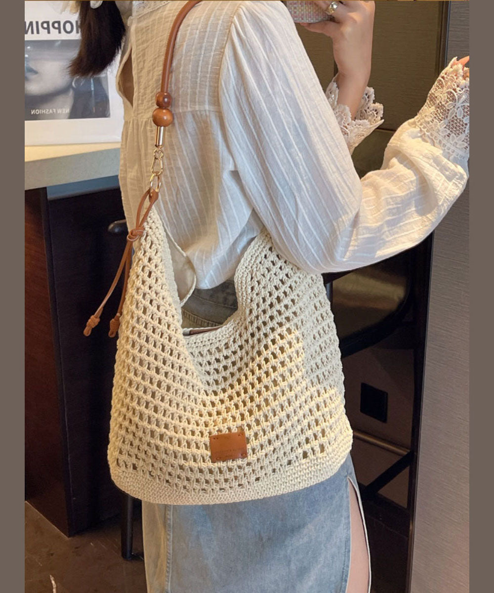 Nouveau sac à bandoulière en paille tissée de grande capacité abricot - Amawinc
