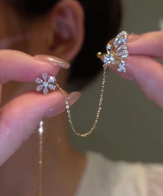 Nouvelle arrivée de boucles d'oreilles à clip papillon en cristal brillant - Amawinc