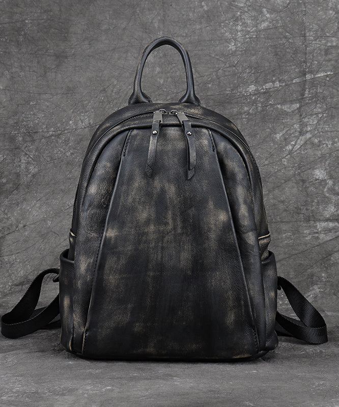 Nouveau sac à dos polyvalent en cuir de veau noir de grande capacité - Amawinc