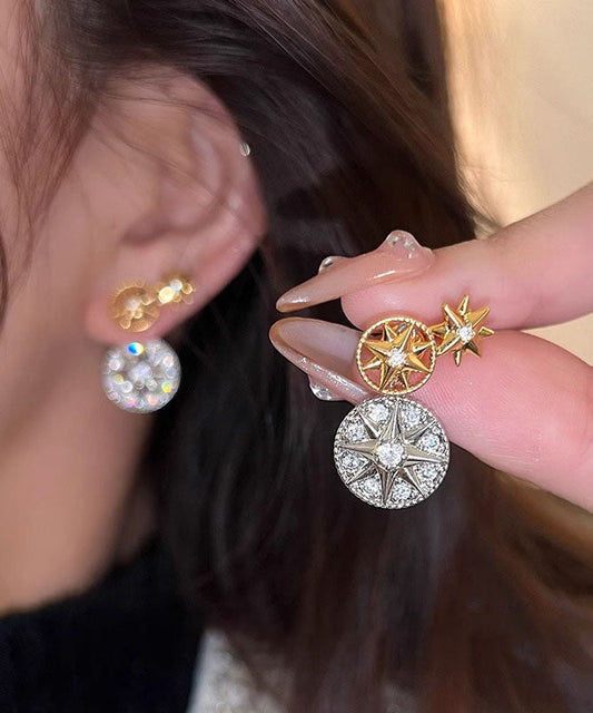 Nouvelles boucles d'oreilles à tige en forme d'étoile à huit branches en cuivre colorblock - Amawinc