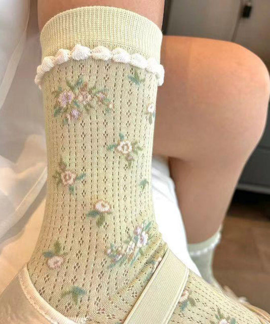 Nouvelles chaussettes mi-mollet en maille de coton jacquard pour l'été - Amawinc