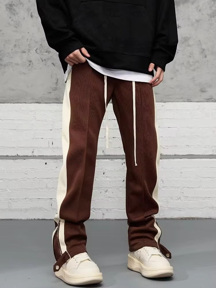 Palma De Mara Pantalon Mélange Coton Style Années 90 À Jambe Droite Zip Argenté Et Taille Élastiquée Ajustable