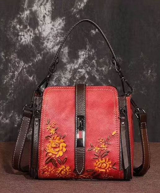 Nouveau sac à bandoulière polyvalent en cuir de veau rouge gaufré - Amawinc