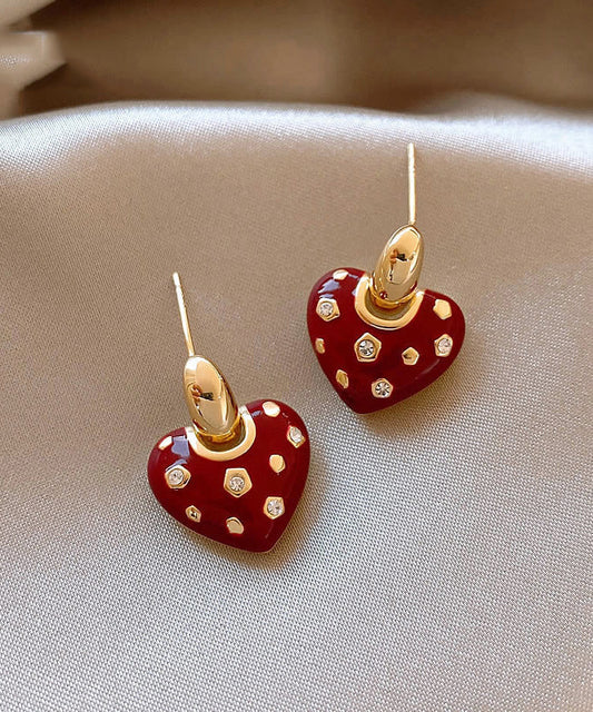Nouvelles boucles d'oreilles pendantes en alliage de cuivre rouge et zircon - Amawinc