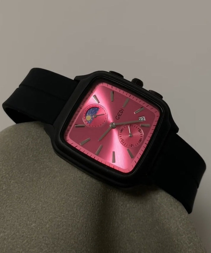 Nouvelles montres carrées à mouvement à quartz en acier inoxydable rose - Amawinc