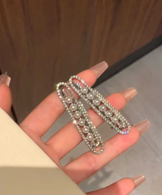 Nouvelle paire d'épingles à cheveux en alliage de soie et perle de zircon - Amawinc