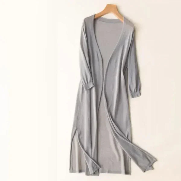 Cardigan Long Tricoté Léger Pour Femmes Silhouette Poncho Ouverte Décontractée Été à Automne
