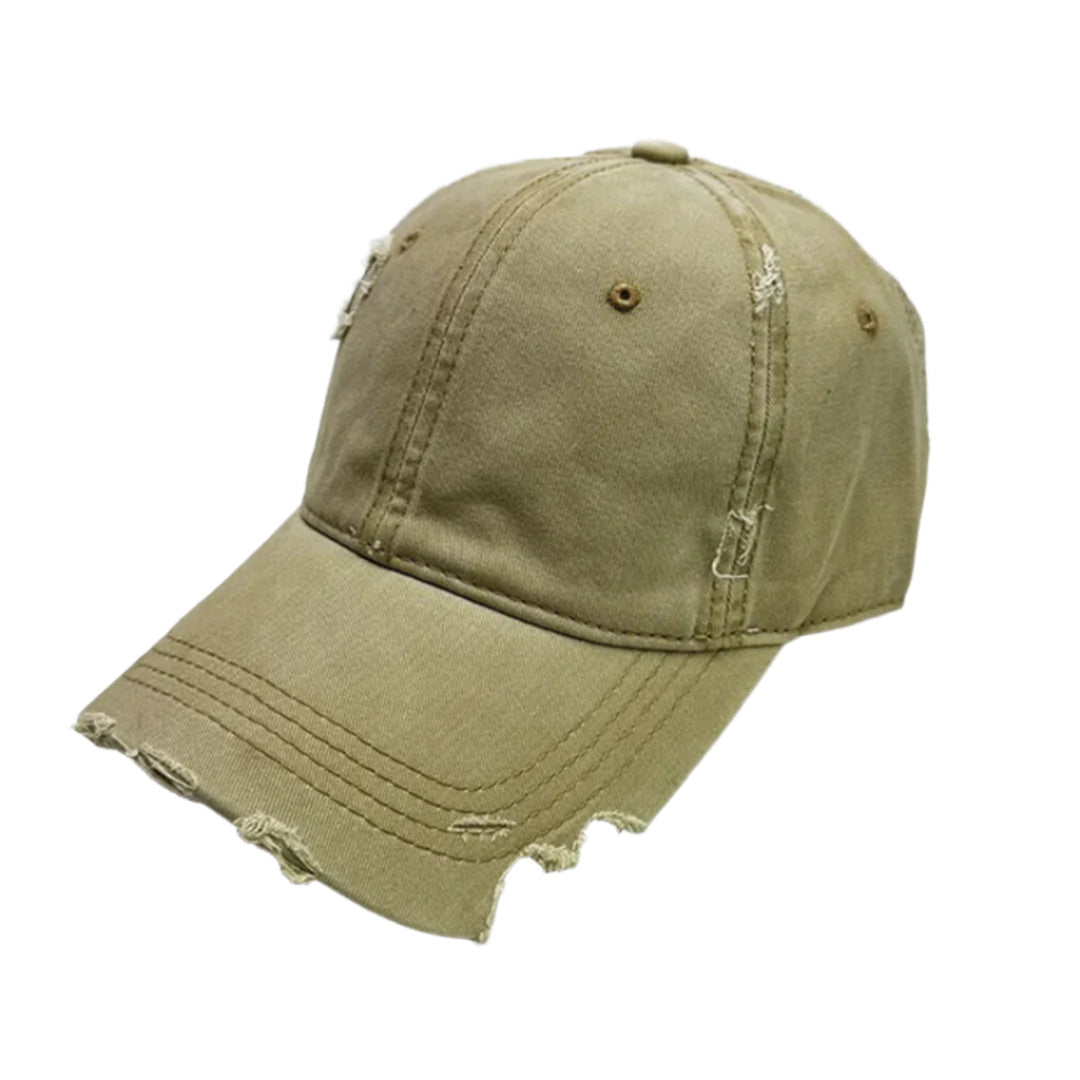 Casquette Distressée En Coton À Visière Fendue Réglable Style Déconstruit Avec Finition Usée Artisanale