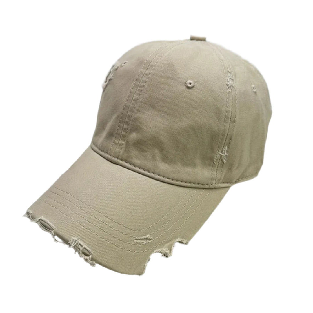 Casquette Distressée En Coton À Visière Fendue Réglable Style Déconstruit Avec Finition Usée Artisanale