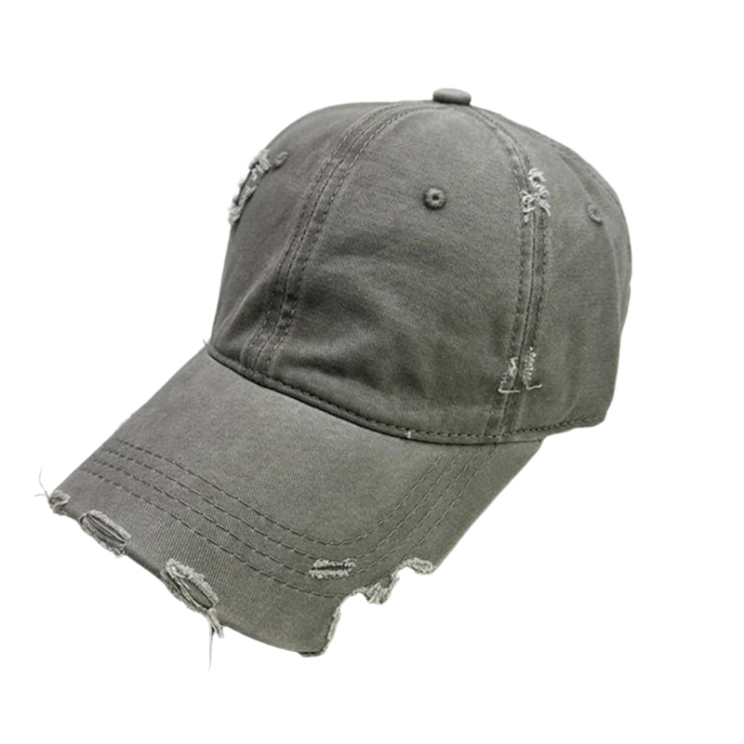 Casquette Distressée En Coton À Visière Fendue Réglable Style Déconstruit Avec Finition Usée Artisanale