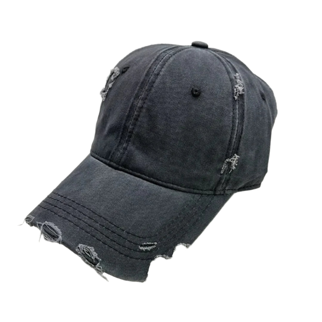 Casquette Distressée En Coton À Visière Fendue Réglable Style Déconstruit Avec Finition Usée Artisanale
