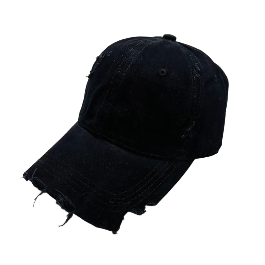 Casquette Distressée En Coton À Visière Fendue Réglable Style Déconstruit Avec Finition Usée Artisanale