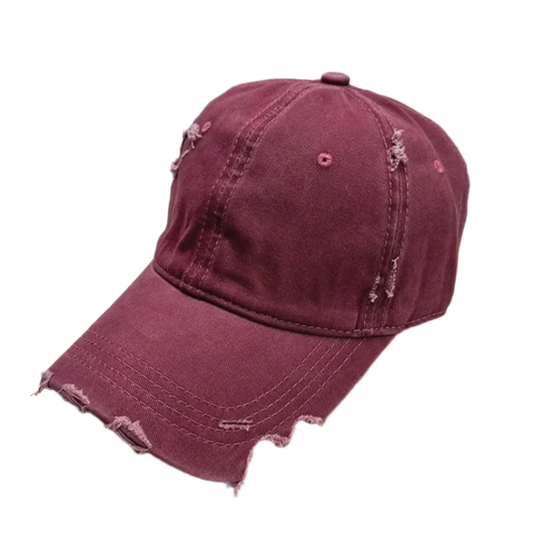 Casquette Distressée En Coton À Visière Fendue Réglable Style Déconstruit Avec Finition Usée Artisanale