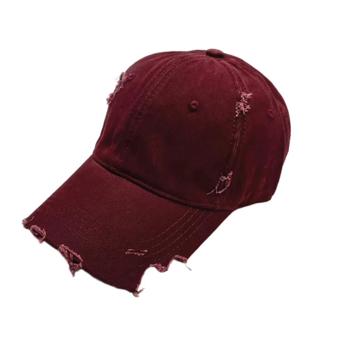 Casquette Distressée En Coton À Visière Fendue Réglable Style Déconstruit Avec Finition Usée Artisanale