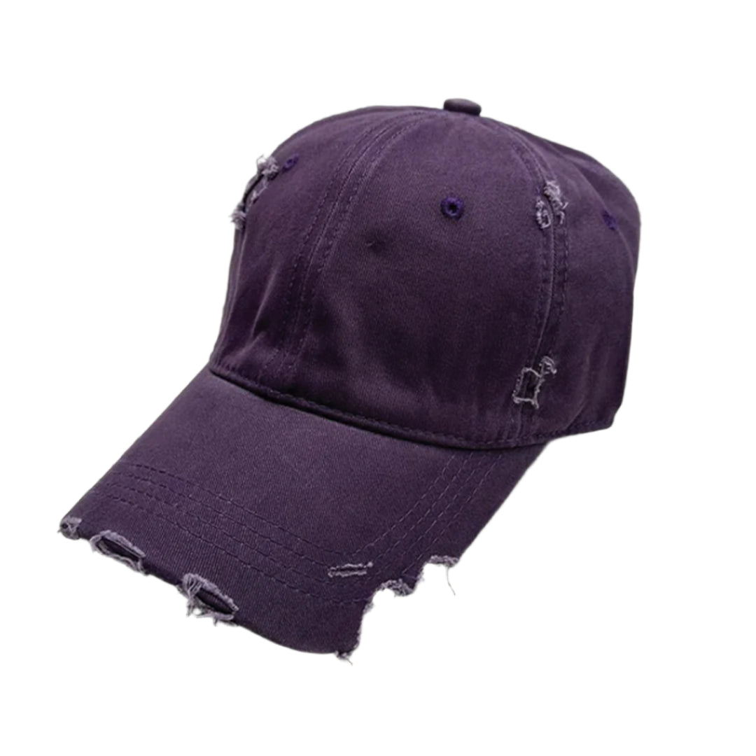Casquette Distressée En Coton À Visière Fendue Réglable Style Déconstruit Avec Finition Usée Artisanale