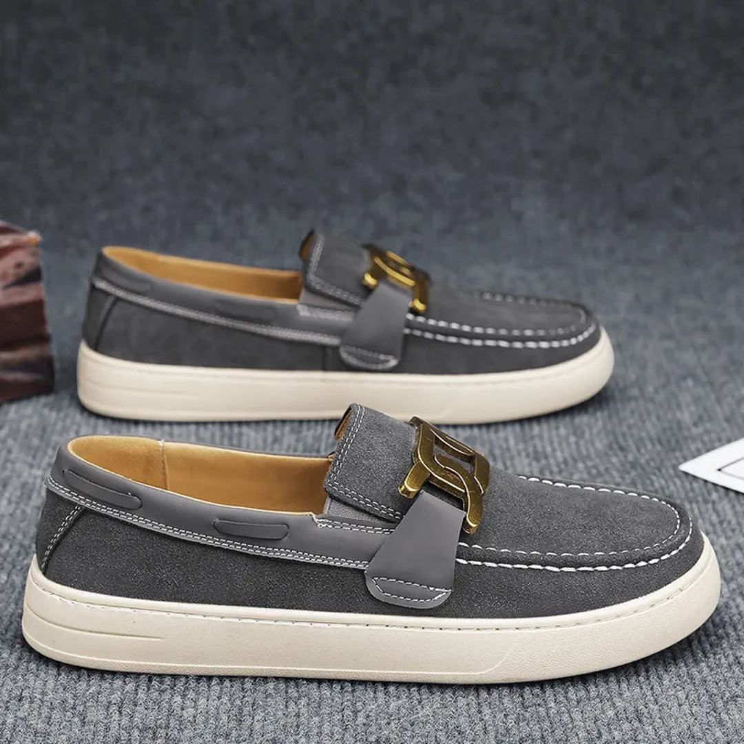 Waylynn Nico Prestige Mocassins En Cuir Pour Hommes Avec Boucle Or Accent Slip On Élégants Pour Tenue Formelle
