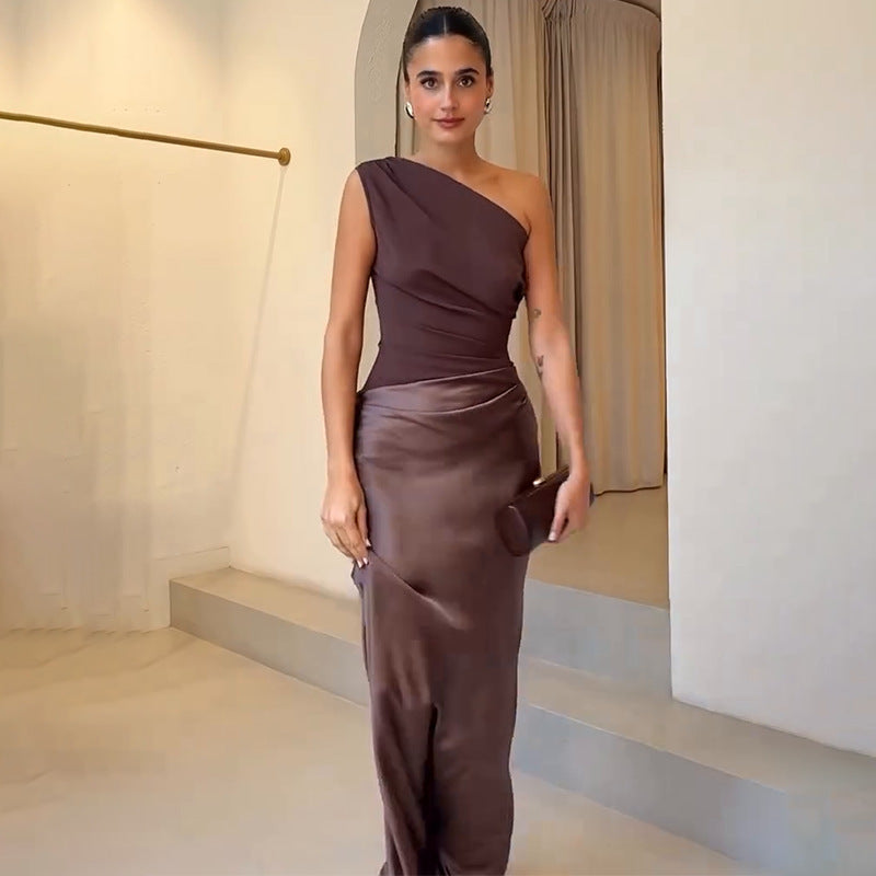 Robe de Soirée Chic à Une Épaule pour Femme Emily Amawinc Élégance Moderne pour Événements Formels