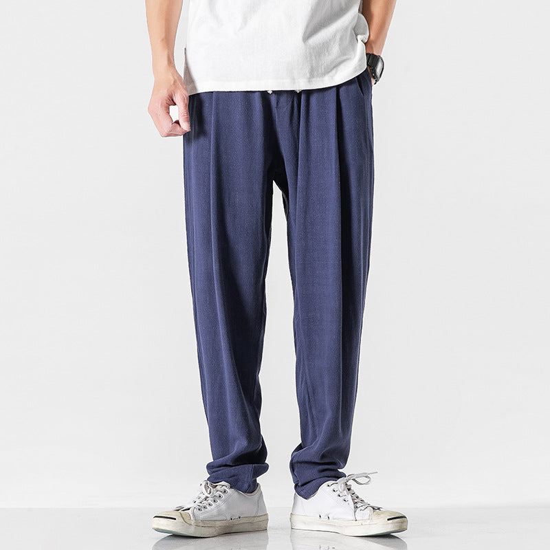 Nikolai Pantalon Décontracté En Lin Léger Avec Taille Élastique Cordon Ajustable