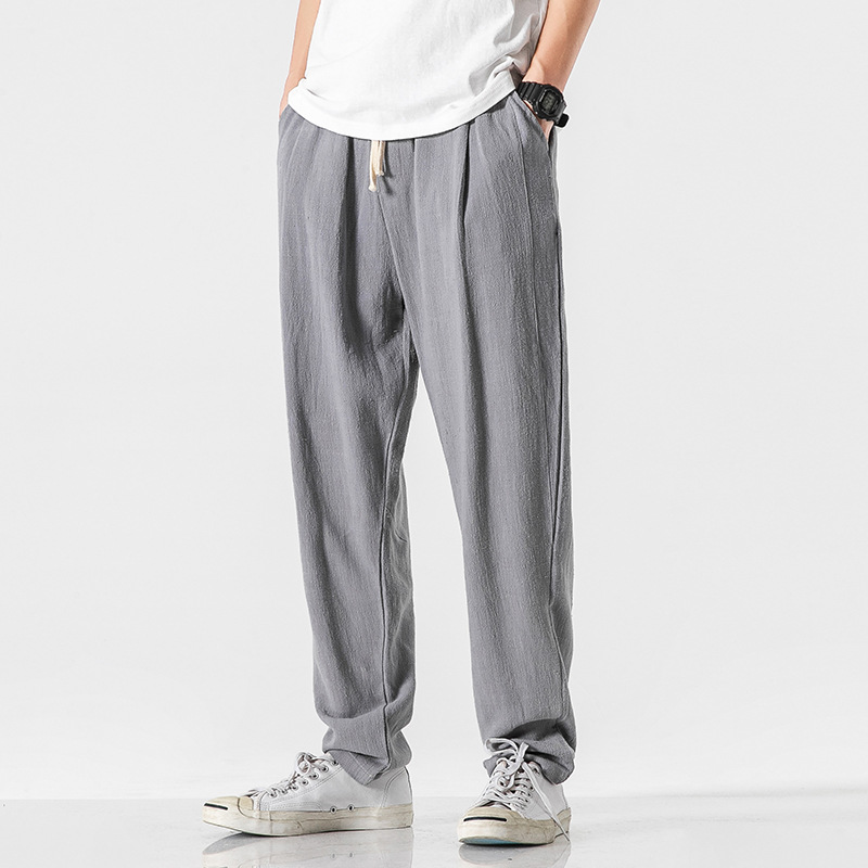 Nikolai Pantalon Décontracté En Lin Léger Avec Taille Élastique Cordon Ajustable