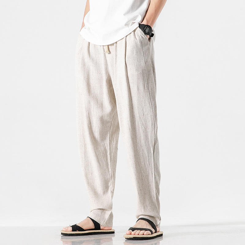 Nikolai Pantalon Décontracté En Lin Léger Avec Taille Élastique Cordon Ajustable