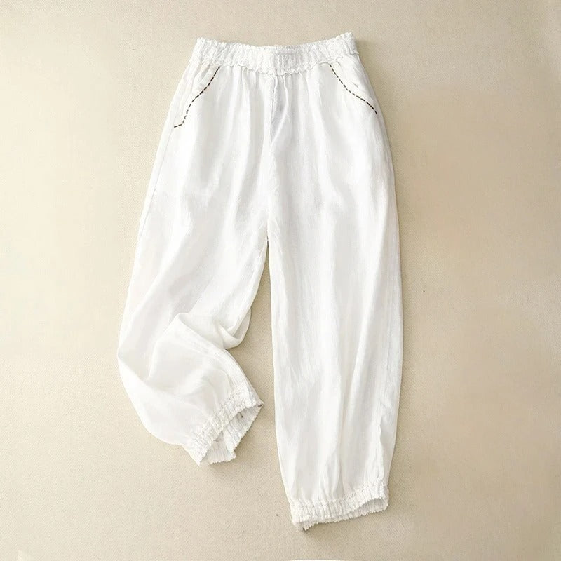 Pantalon Noa Lin Mélangé À Ourlets En Dentelle Pour Style Décontracté Chic Amawinc Confortable