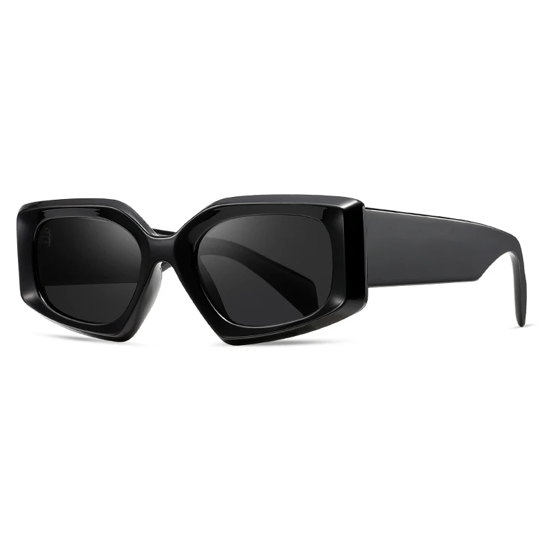 Lunettes de Soleil Noires Icônes Angulaires Oversize Avec Verres Sombres Protection UV