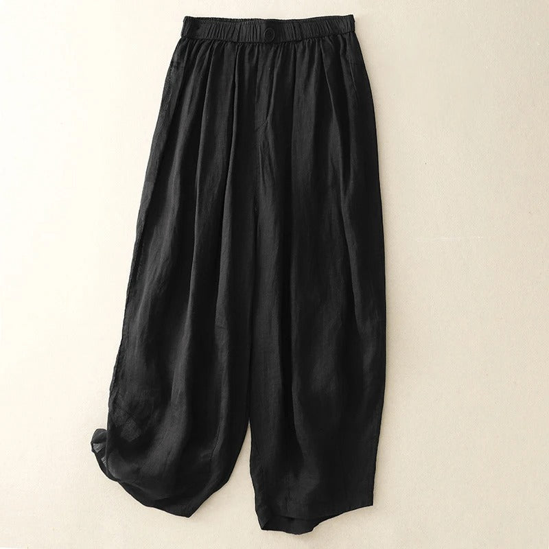 Pantalon Nola À Double Voile Superposé Silhouette Large Confort Été Transparent Léger Et Élégant