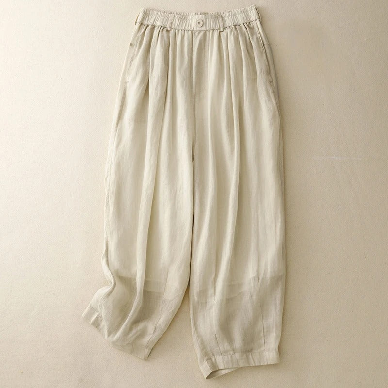 Pantalon Nola À Double Voile Superposé Silhouette Large Confort Été Transparent Léger Et Élégant