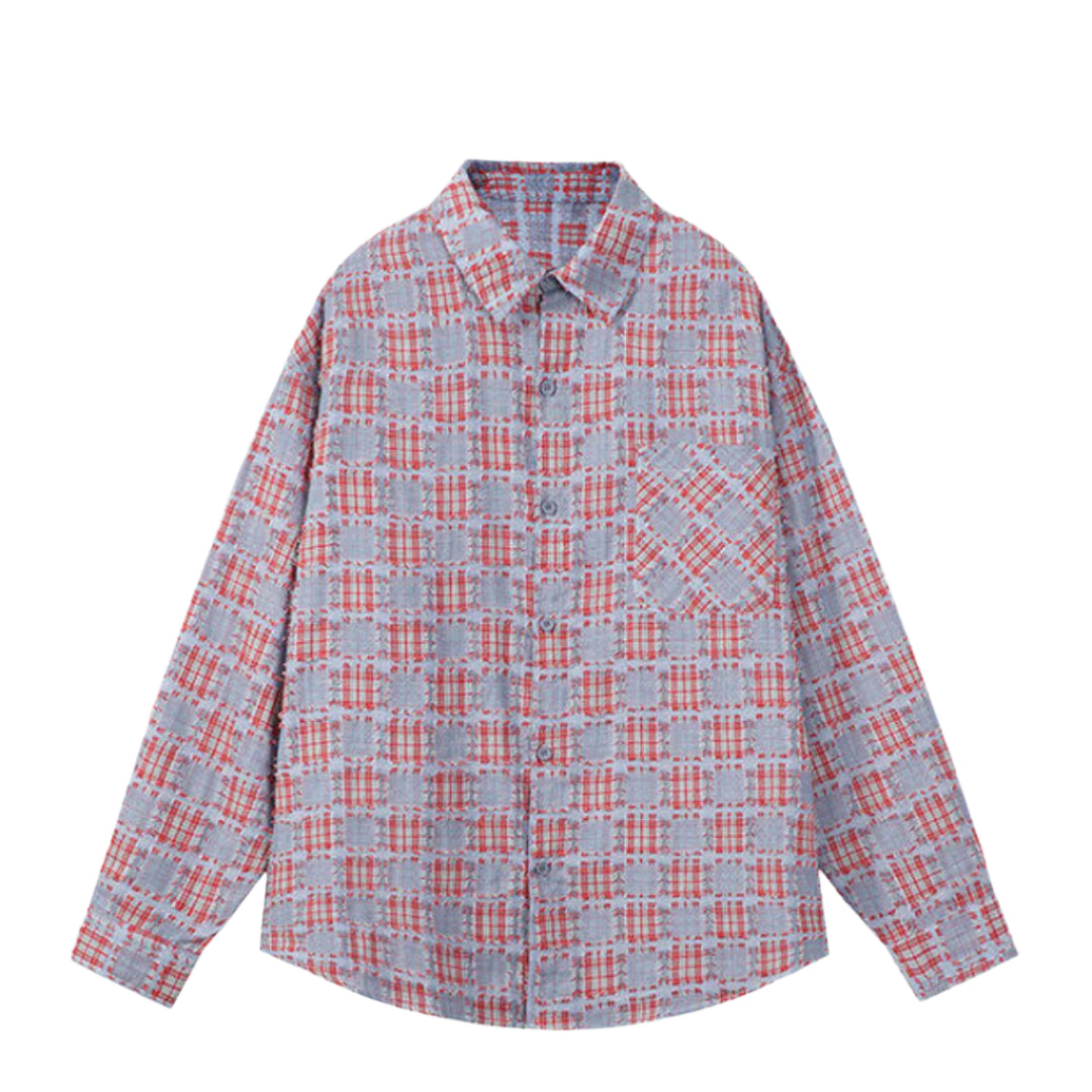 Chemise Surchemise Oversize À Carreaux En Coton Et Polyester Avec Col Revers Et Fermeture Bouton Poches
