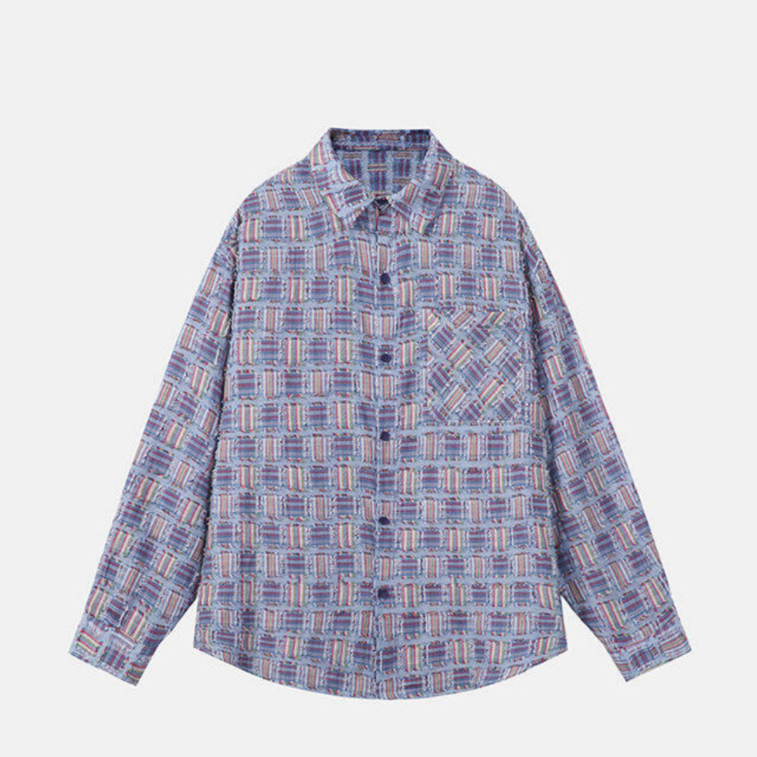 Chemise Surchemise Oversize À Carreaux En Coton Et Polyester Avec Col Revers Et Fermeture Bouton Poches