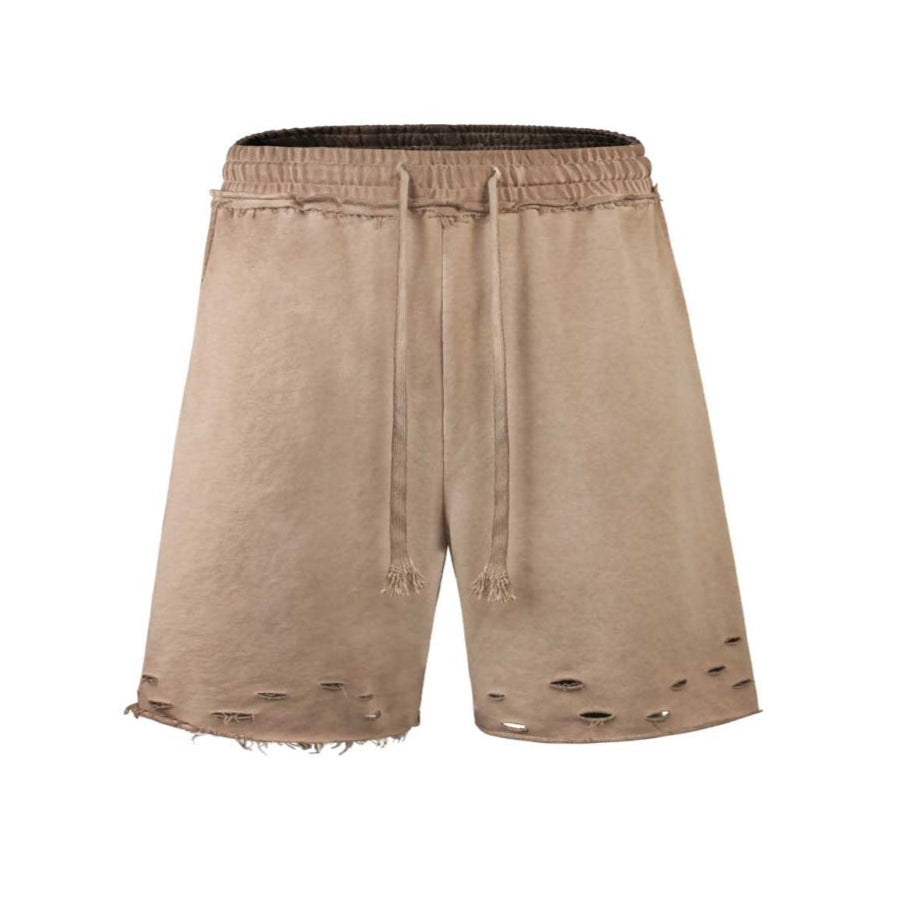 Shorts Sweat Déchirés à Dégradé Vintage Y2K Punk Streetwear Coupe Large en Coton