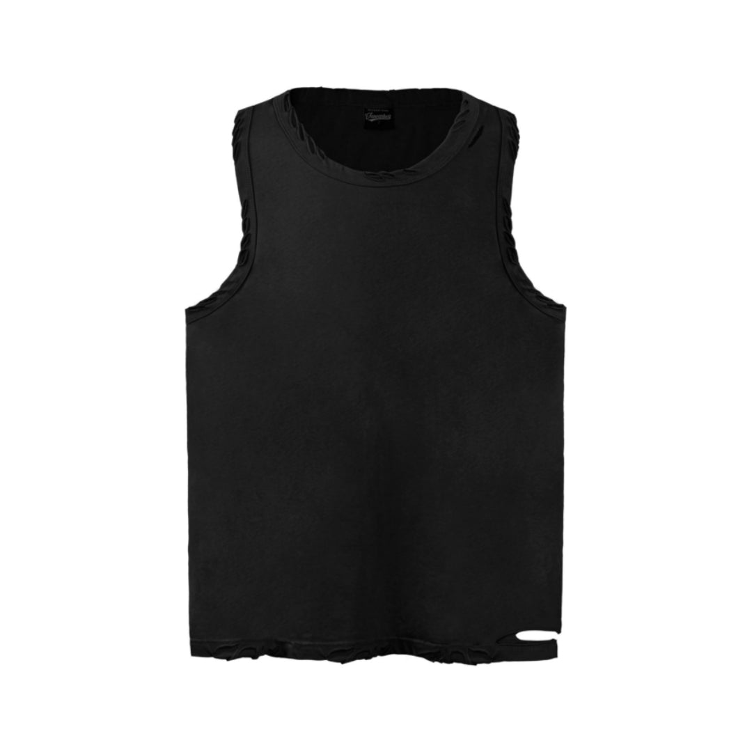Débardeur Torché Vintage Grunge Années 90 Y2K Punk Coton Respirant Avec Ourlet Déchiré