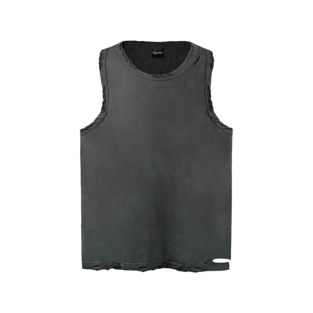 Débardeur Torché Vintage Grunge Années 90 Y2K Punk Coton Respirant Avec Ourlet Déchiré